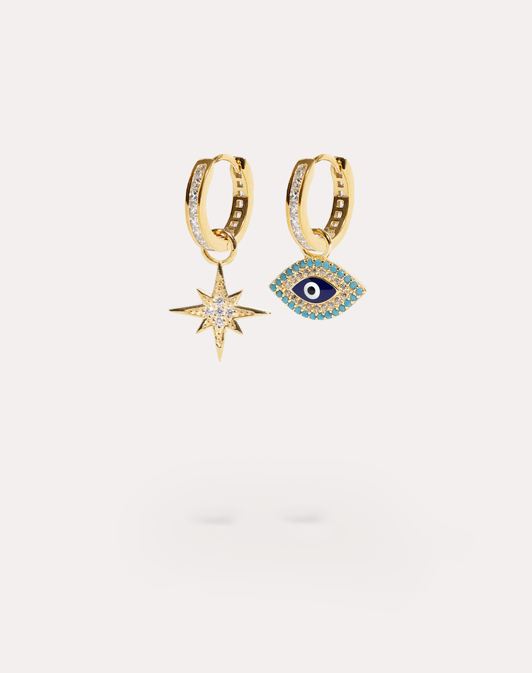 Sabrina & Becky on Ruby Gold Hoops